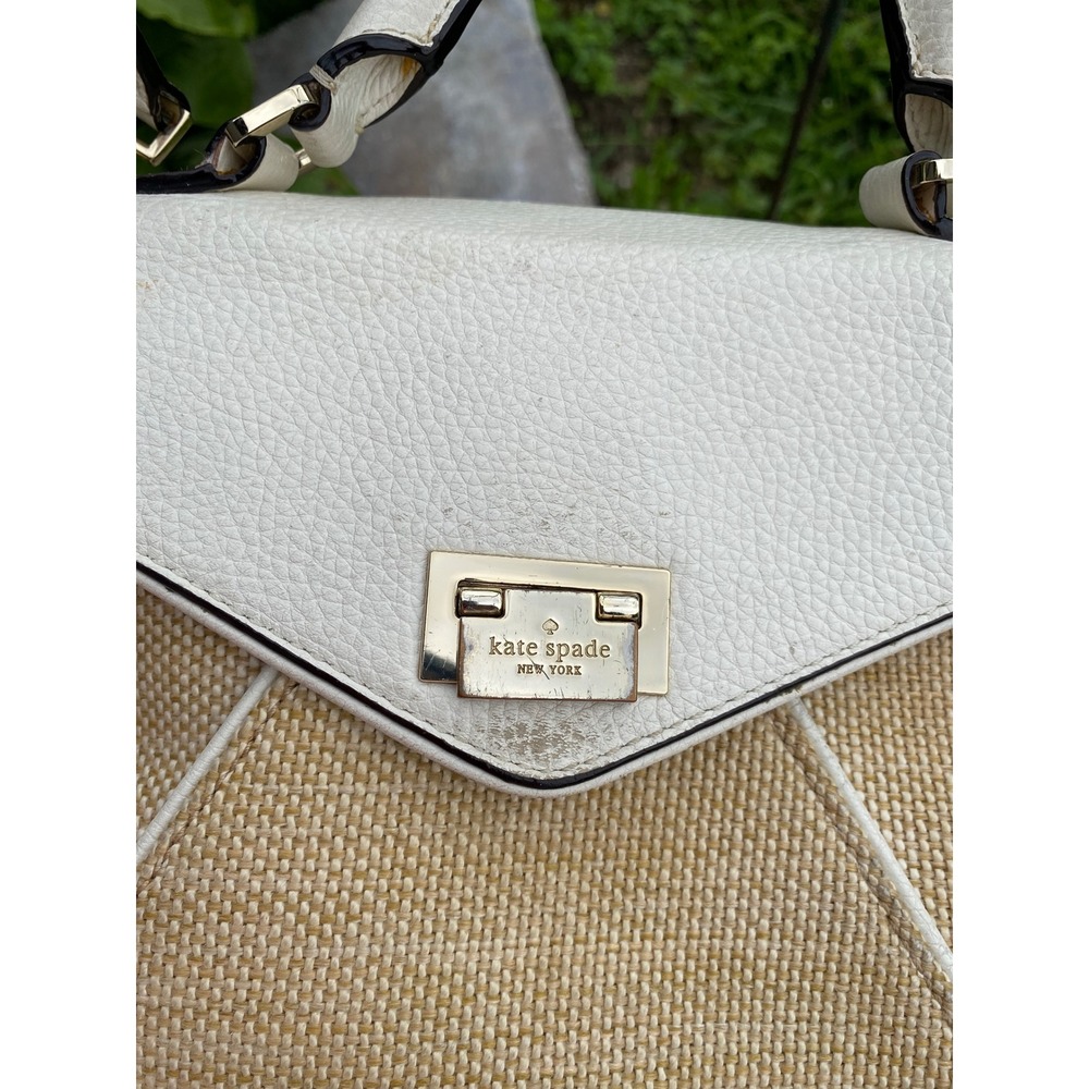 Kate Spade Laurel Wesley Place Bag Convertible Satchel Straw Woven Crossbody - Picture 12 of 16